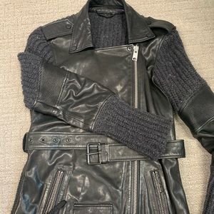 All Saints Denell leather/wool biker jacket .